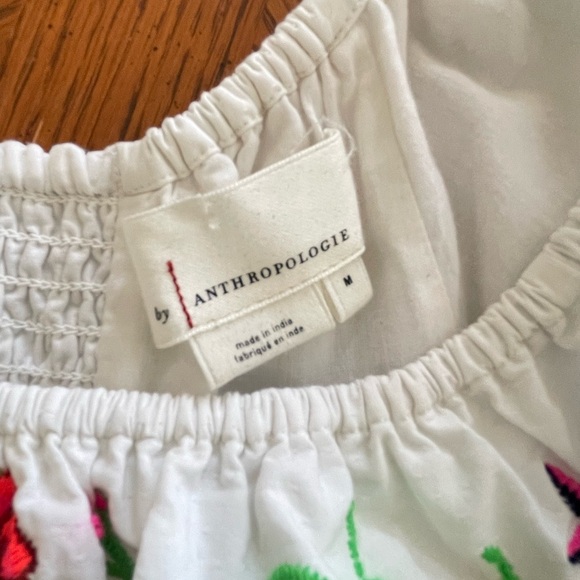 New Anthropologie Embroidered Off-The-Shoulder Maxi Dress Medium White - Picture 9 of 9